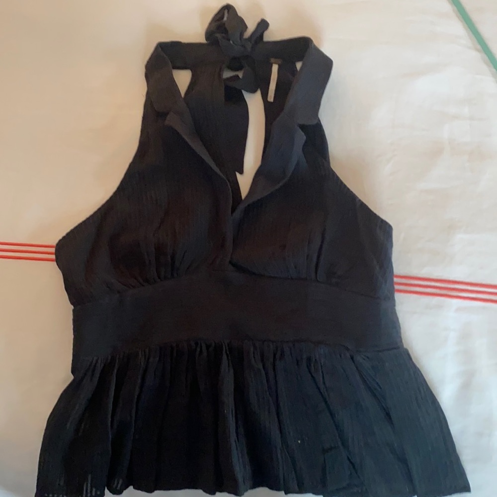 Free People collared halter tie back blouse Medium